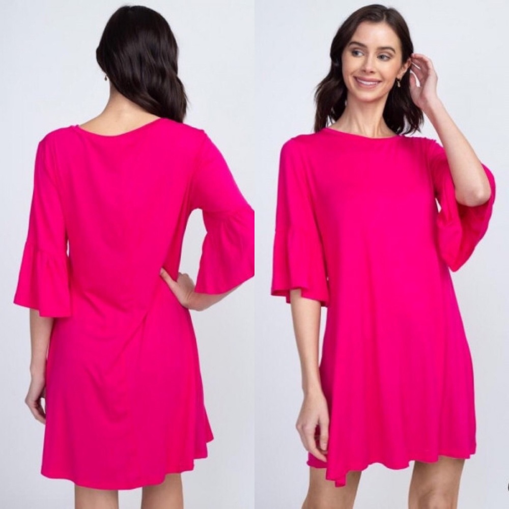 3/4 bell hot pink dress